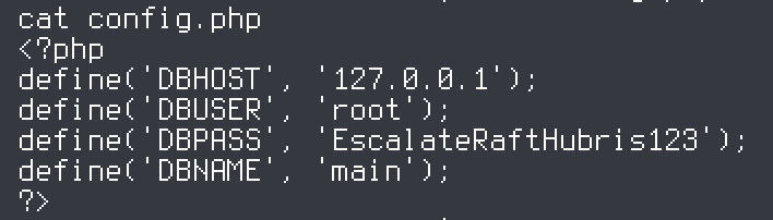 MySQL credentials in config.php