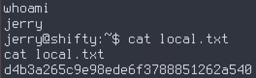 Shell as jerry reading local.txt